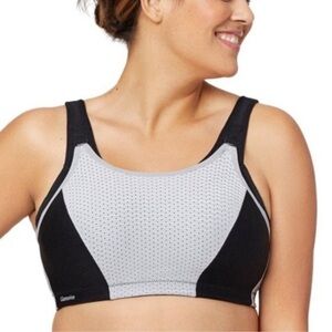 Glamorise Womens Sports Bra 42D Grey Black High Support Wireless Double Layer